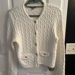 J. Crew Cream Cable Knit Cardigan Sweater